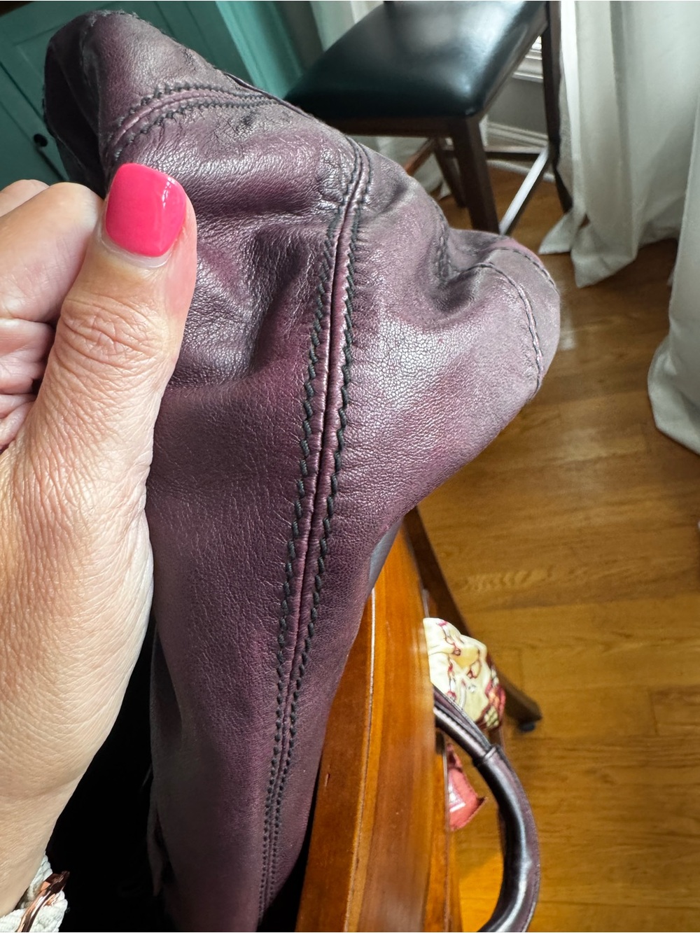 Authentic Valentino Garavani Wine Leather Rosette Hobo Bag w/ Scarf - Picture 14 of 16
